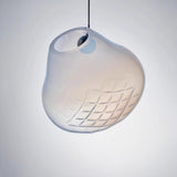 Modern Blown Glass Grid Pendant Light LED Geometric Hanging Lamp for Elegant Interior Lighting