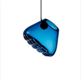 Modern Blown Glass Grid Pendant Light LED Geometric Hanging Lamp for Elegant Interior Lighting