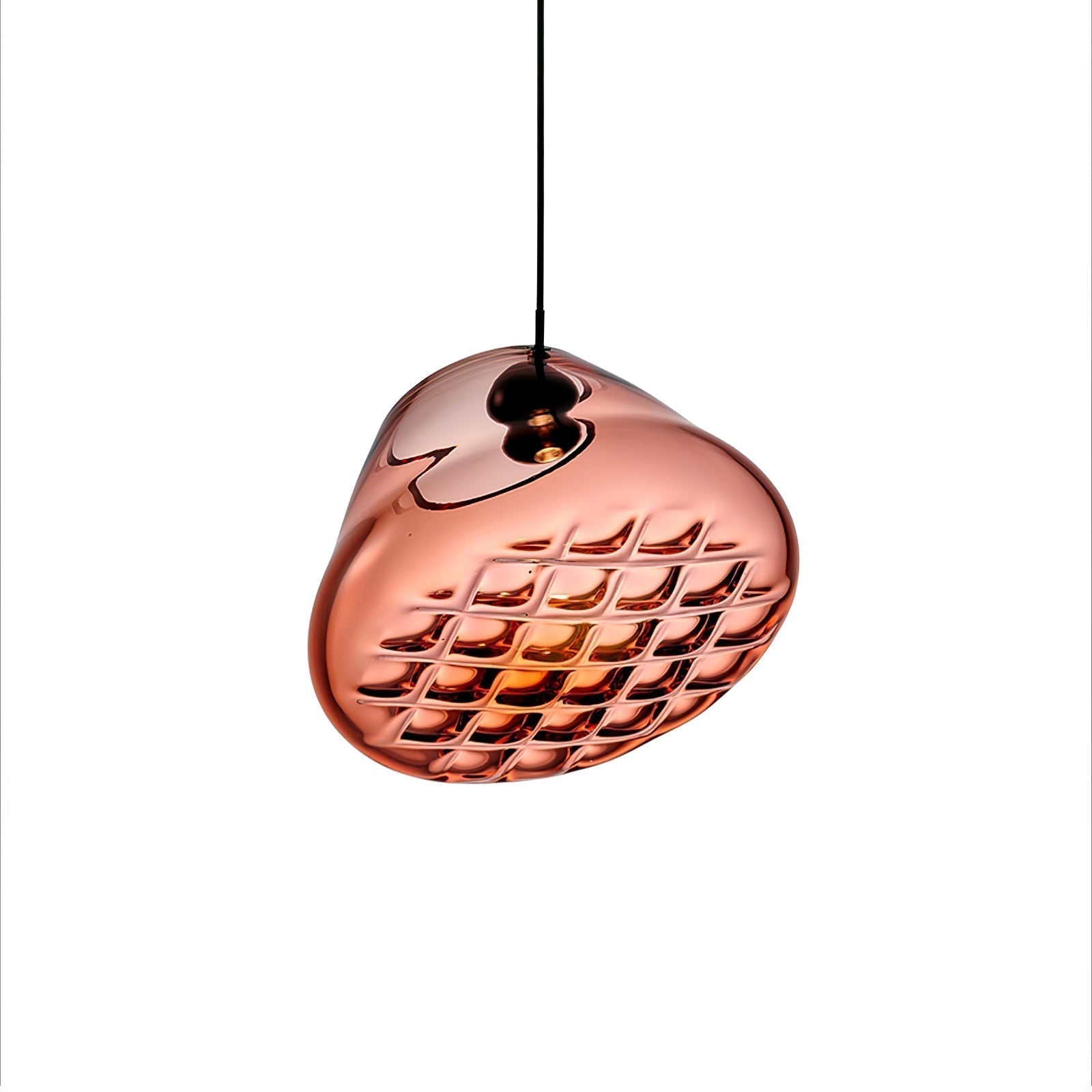 Modern Blown Glass Grid Pendant Light LED Geometric Hanging Lamp for Elegant Interior Lighting