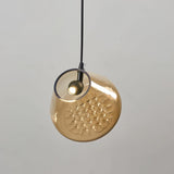 Modern Blown Glass Grid Pendant Light LED Geometric Hanging Lamp for Elegant Interior Lighting
