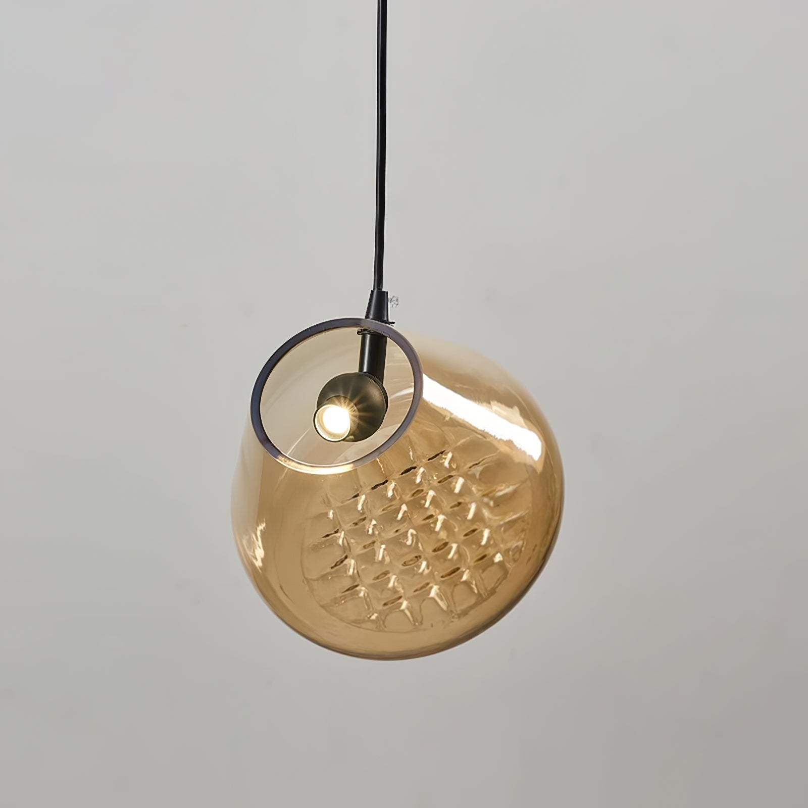 Modern Blown Glass Grid Pendant Light LED Geometric Hanging Lamp for Elegant Interior Lighting