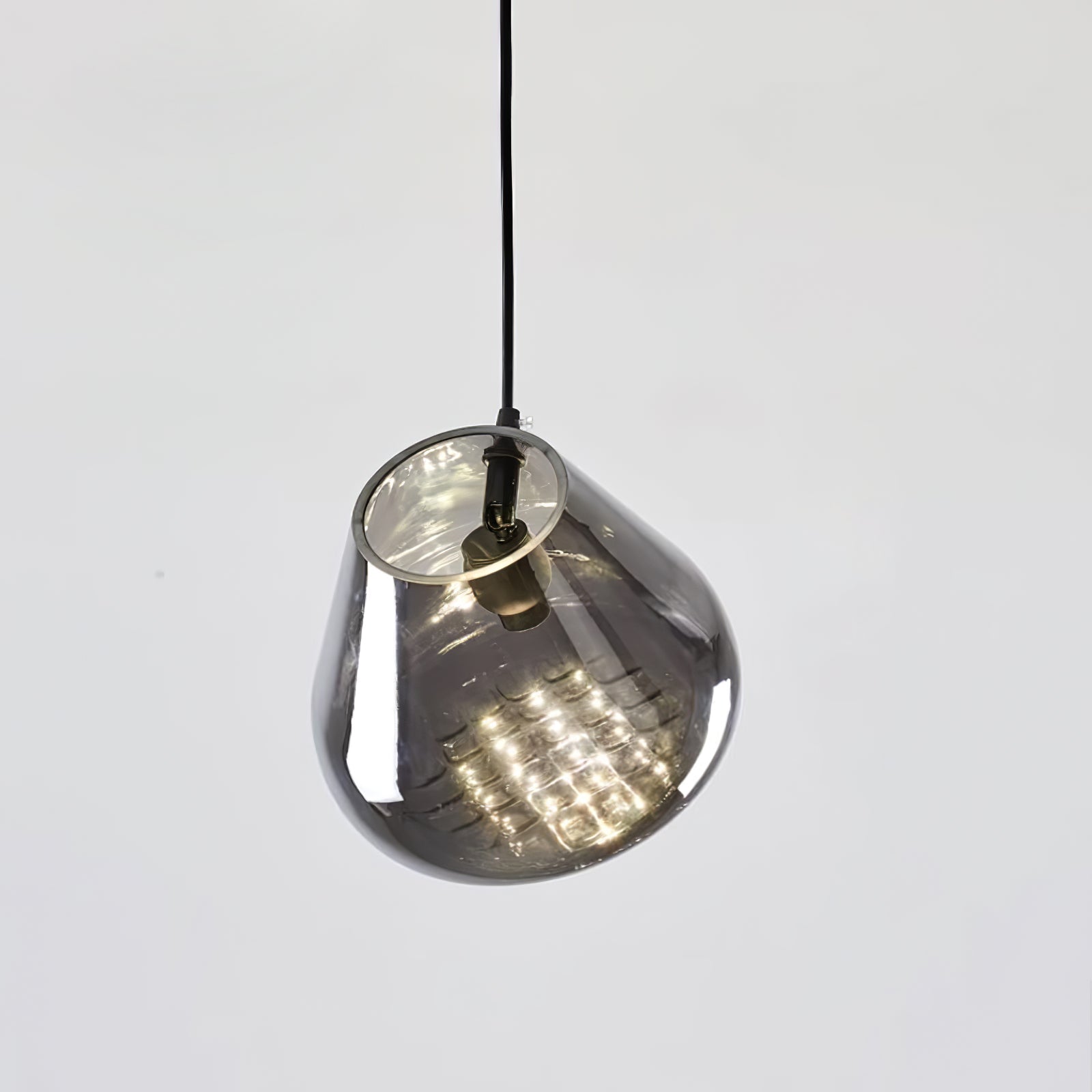 Modern Blown Glass Grid Pendant Light LED Geometric Hanging Lamp for Elegant Interior Lighting