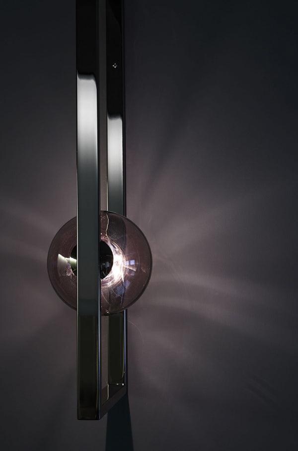 Modern Blown Glass Mondrian Wall Sconce with Iron Bracket for Contemporary Interiors