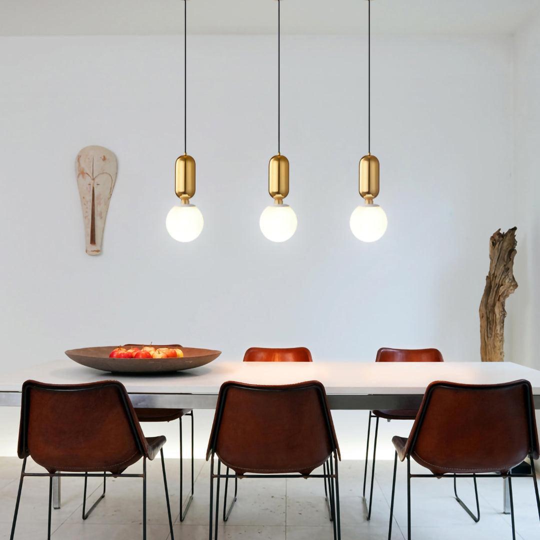 Modern Blown Glass Pendant Light with Minimalist Metal Frame for Contemporary Indoor Spaces