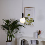 Modern Blown Glass Pendant Light with Minimalist Metal Frame for Contemporary Indoor Spaces