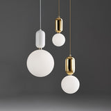 Modern Blown Glass Pendant Light with Minimalist Metal Frame for Contemporary Indoor Spaces