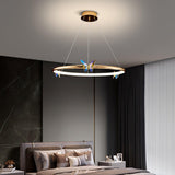 Modern Blue Crystal Butterfly LED Chandelier Luxury Gold Hanging Pendant Light