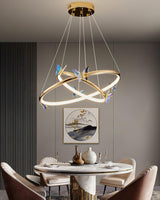 Modern Blue Crystal Butterfly LED Chandelier Luxury Gold Hanging Pendant Light