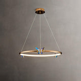 Modern Blue Crystal Butterfly LED Chandelier Luxury Gold Hanging Pendant Light