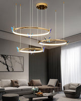 Modern Blue Crystal Butterfly LED Chandelier Luxury Gold Hanging Pendant Light