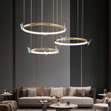 Modern Blue Crystal Butterfly LED Chandelier Luxury Gold Hanging Pendant Light