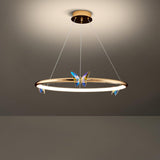 Modern Blue Crystal Butterfly LED Chandelier Luxury Gold Hanging Pendant Light