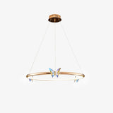 Modern Blue Crystal Butterfly LED Chandelier Luxury Gold Hanging Pendant Light