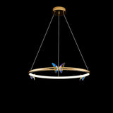 Modern Blue Crystal Butterfly LED Chandelier Luxury Gold Hanging Pendant Light