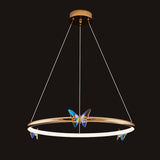 Modern Blue Crystal Butterfly LED Chandelier Luxury Gold Hanging Pendant Light