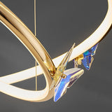 Modern Blue Crystal Butterfly LED Chandelier Luxury Gold Hanging Pendant Light