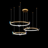 Modern Blue Crystal Butterfly LED Chandelier Luxury Gold Hanging Pendant Light