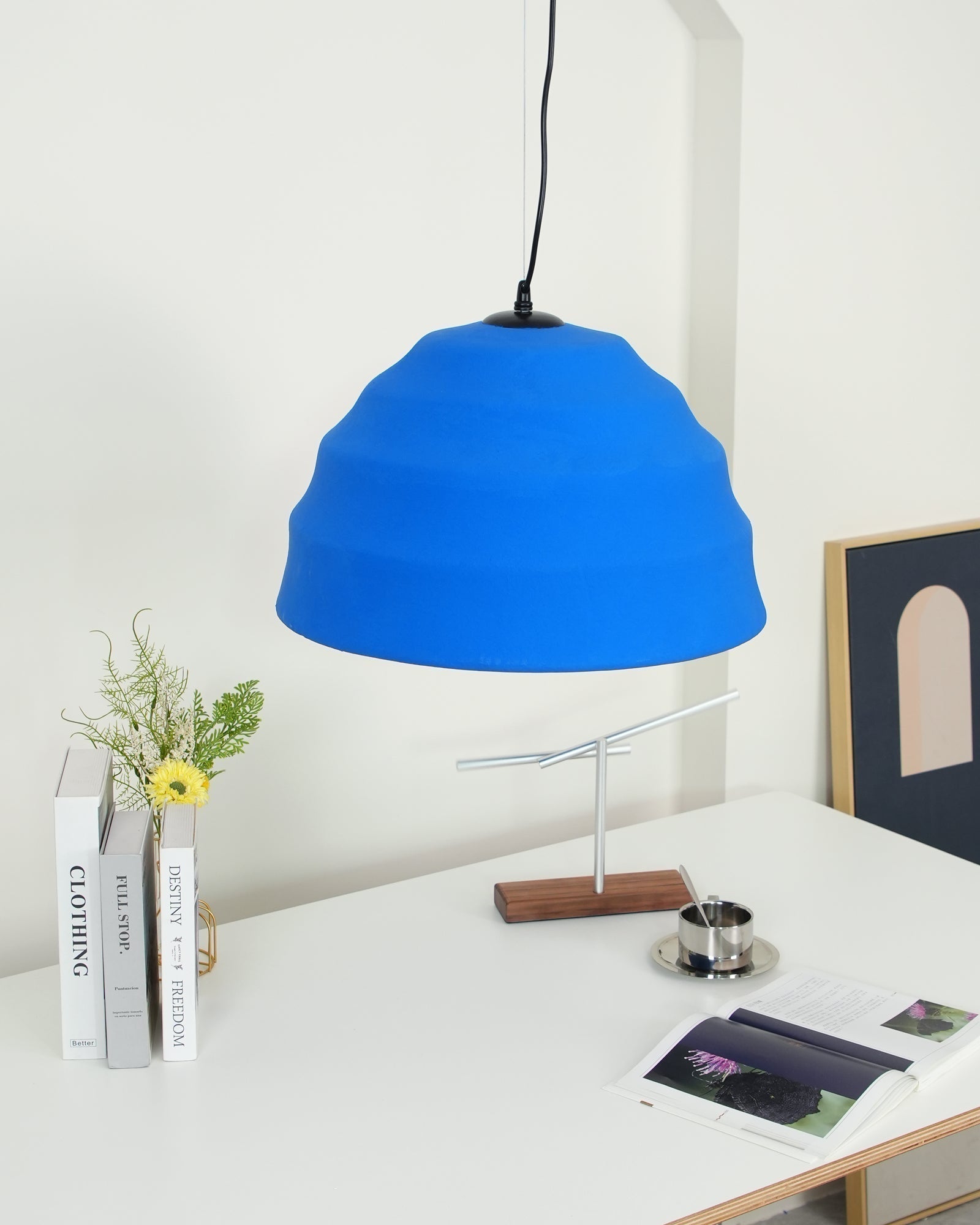 Modern Blue Polystyrene Pendant Light Eco Friendly Recycled Pluto Hanging Lamp for Indoor Use