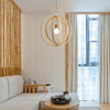 Modern Boho Bamboo Layered Pendant Light Natural Wood Hanging Ceiling Fixture