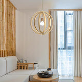 Modern Boho Bamboo Layered Pendant Light Natural Wood Hanging Ceiling Fixture