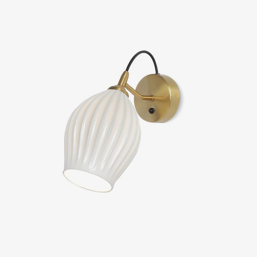 Modern Bone China Ceramic Ribbed Sconce Wall Light for Living Room Bedroom