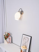 Modern Bone China Ceramic Ribbed Sconce Wall Light for Living Room Bedroom