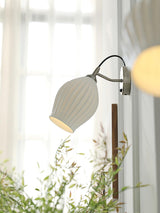 Modern Bone China Ceramic Ribbed Sconce Wall Light for Living Room Bedroom