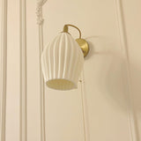 Modern Bone China Ceramic Ribbed Sconce Wall Light for Living Room Bedroom
