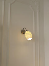 Modern Bone China Ceramic Ribbed Sconce Wall Light for Living Room Bedroom