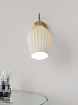 Modern Bone China Ceramic Ribbed Sconce Wall Light for Living Room Bedroom