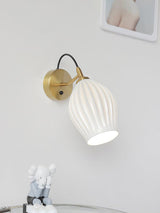 Modern Bone China Ceramic Ribbed Sconce Wall Light for Living Room Bedroom