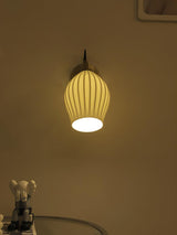 Modern Bone China Ceramic Ribbed Sconce Wall Light for Living Room Bedroom