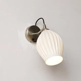 Modern Bone China Ceramic Ribbed Sconce Wall Light for Living Room Bedroom