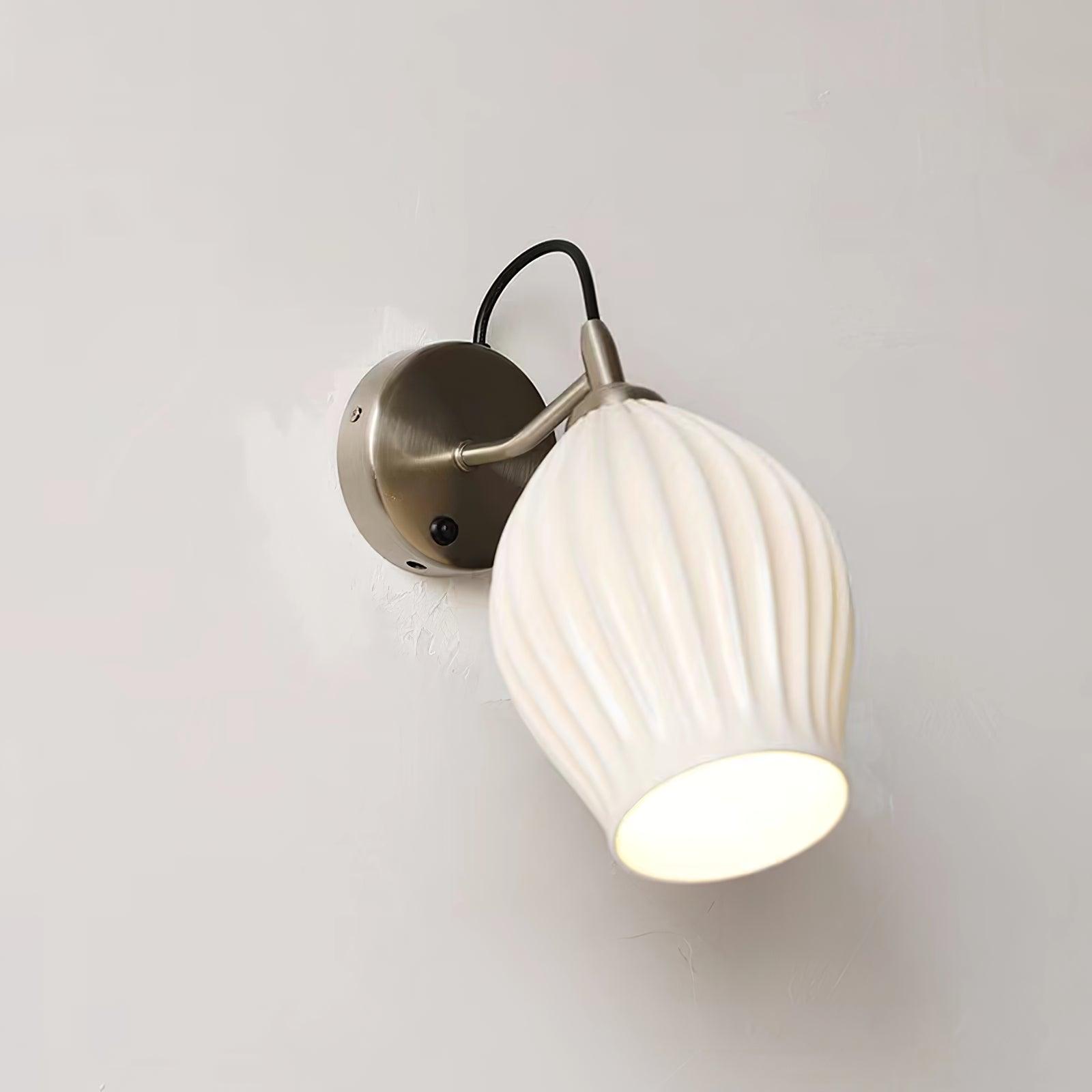 Modern Bone China Ceramic Ribbed Sconce Wall Light for Living Room Bedroom