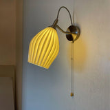 Modern Bone China Ceramic Ribbed Sconce Wall Light for Living Room Bedroom