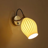 Modern Bone China Ceramic Ribbed Sconce Wall Light for Living Room Bedroom