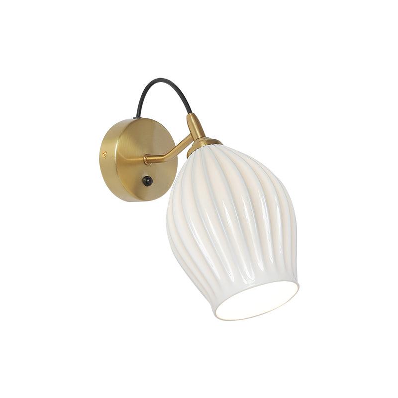 Modern Bone China Ceramic Ribbed Sconce Wall Light for Living Room Bedroom