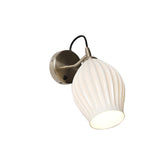 Modern Bone China Ceramic Ribbed Sconce Wall Light for Living Room Bedroom