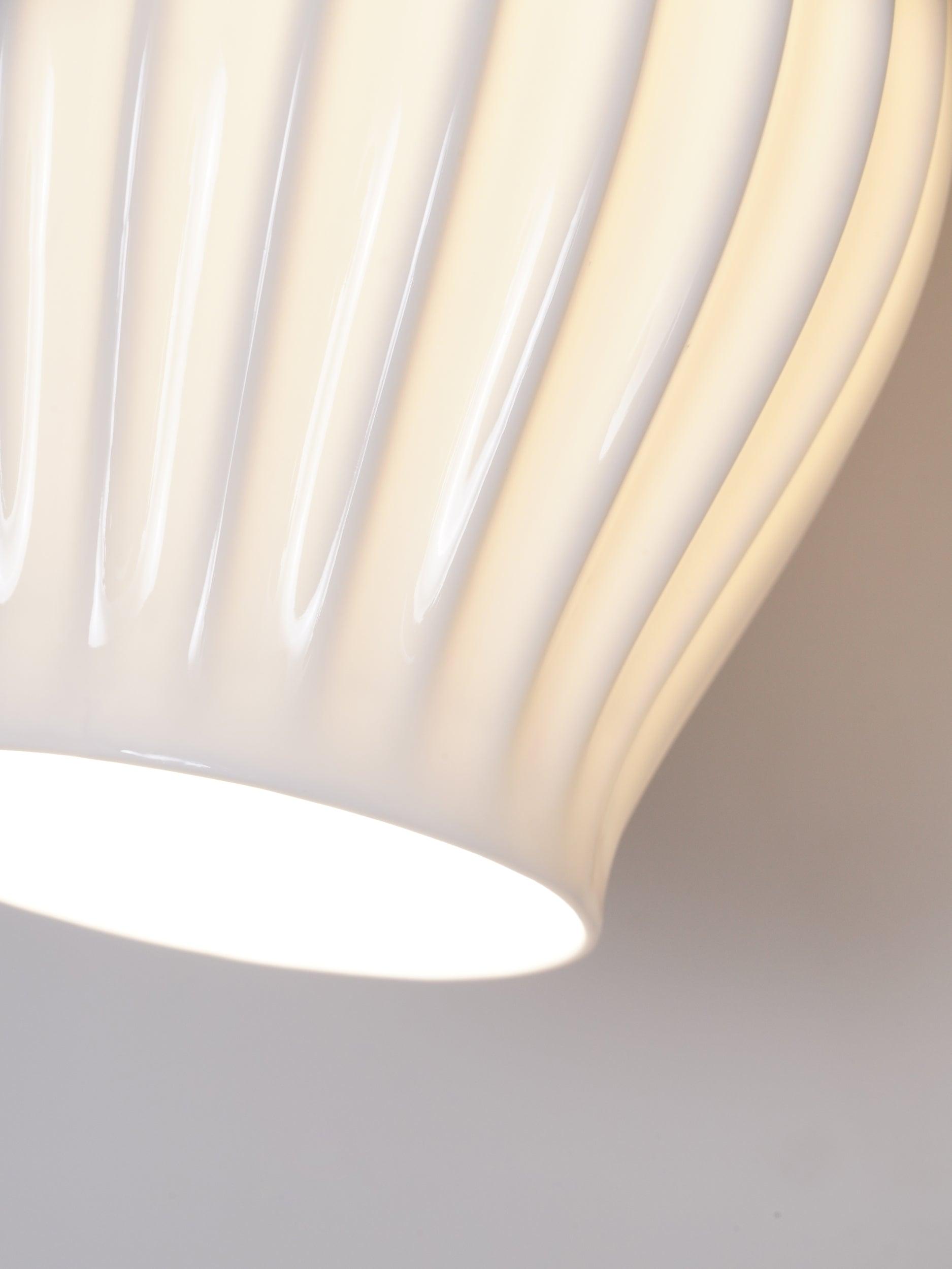 Modern Bone China Ceramic Ribbed Sconce Wall Light for Living Room Bedroom