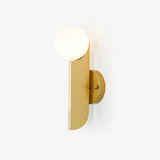 Modern Bower Sculptural Wall Sconce Brass with Polished White Glass Globe LED Vanity Light