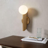 Modern Bower Sculptural Wall Sconce Brass with Polished White Glass Globe LED Vanity Light