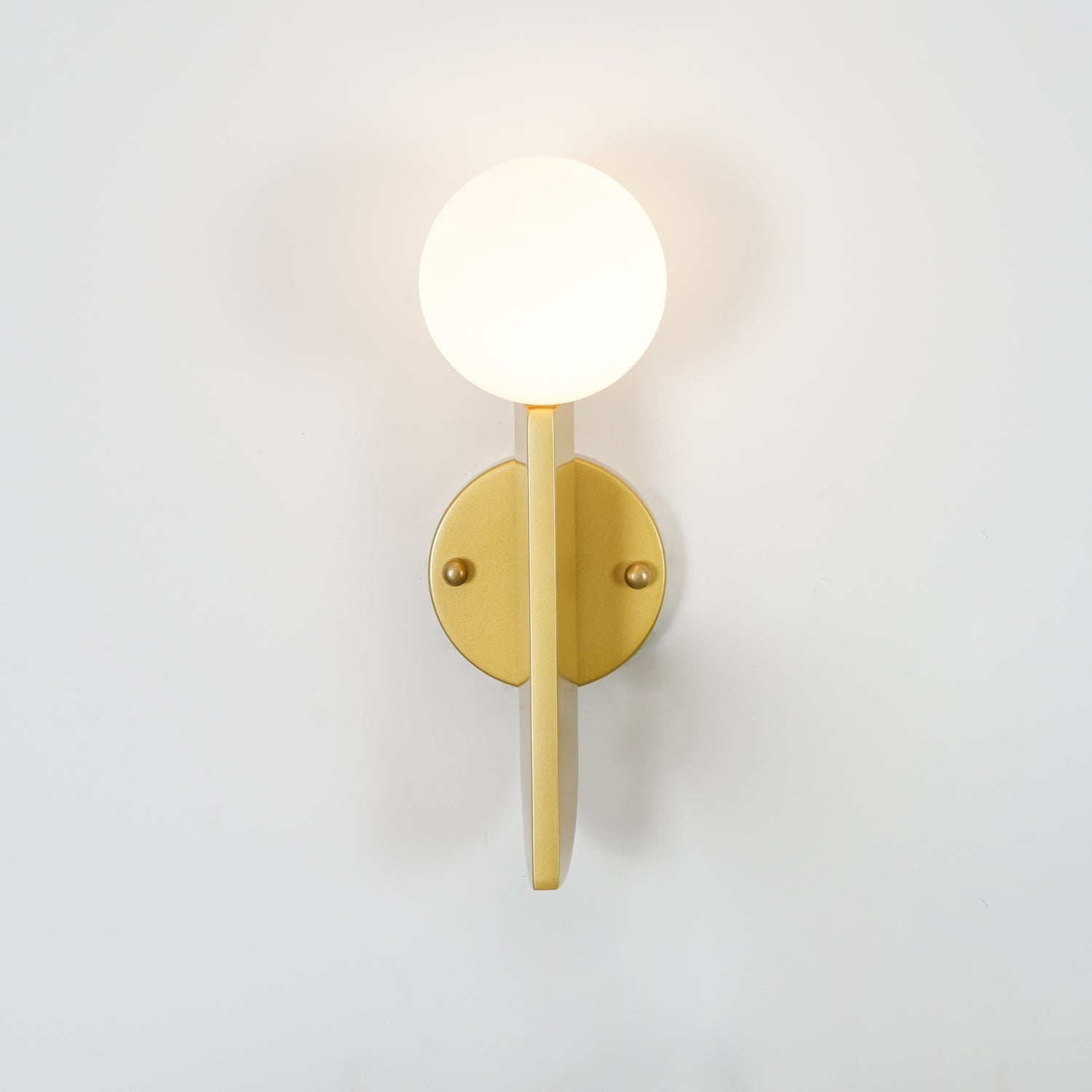 Modern Bower Sculptural Wall Sconce Brass with Polished White Glass Globe LED Vanity Light