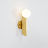Modern Bower Sculptural Wall Sconce Brass with Polished White Glass Globe LED Vanity Light