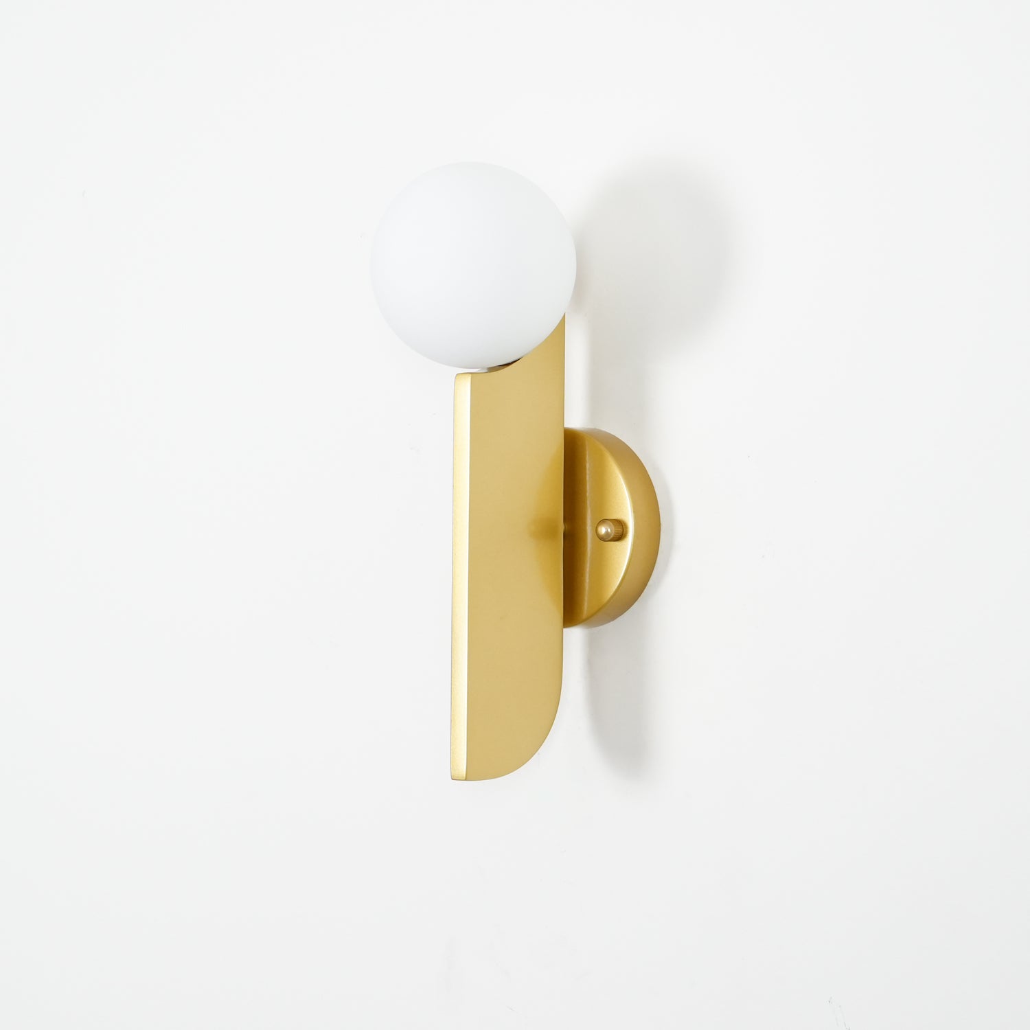 Modern Bower Sculptural Wall Sconce Brass with Polished White Glass Globe LED Vanity Light