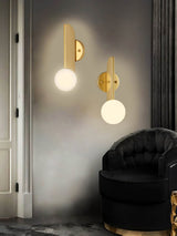 Modern Bower Sculptural Wall Sconce Brass with Polished White Glass Globe LED Vanity Light