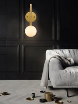 Modern Bower Sculptural Wall Sconce Brass with Polished White Glass Globe LED Vanity Light