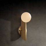 Modern Bower Sculptural Wall Sconce Brass with Polished White Glass Globe LED Vanity Light