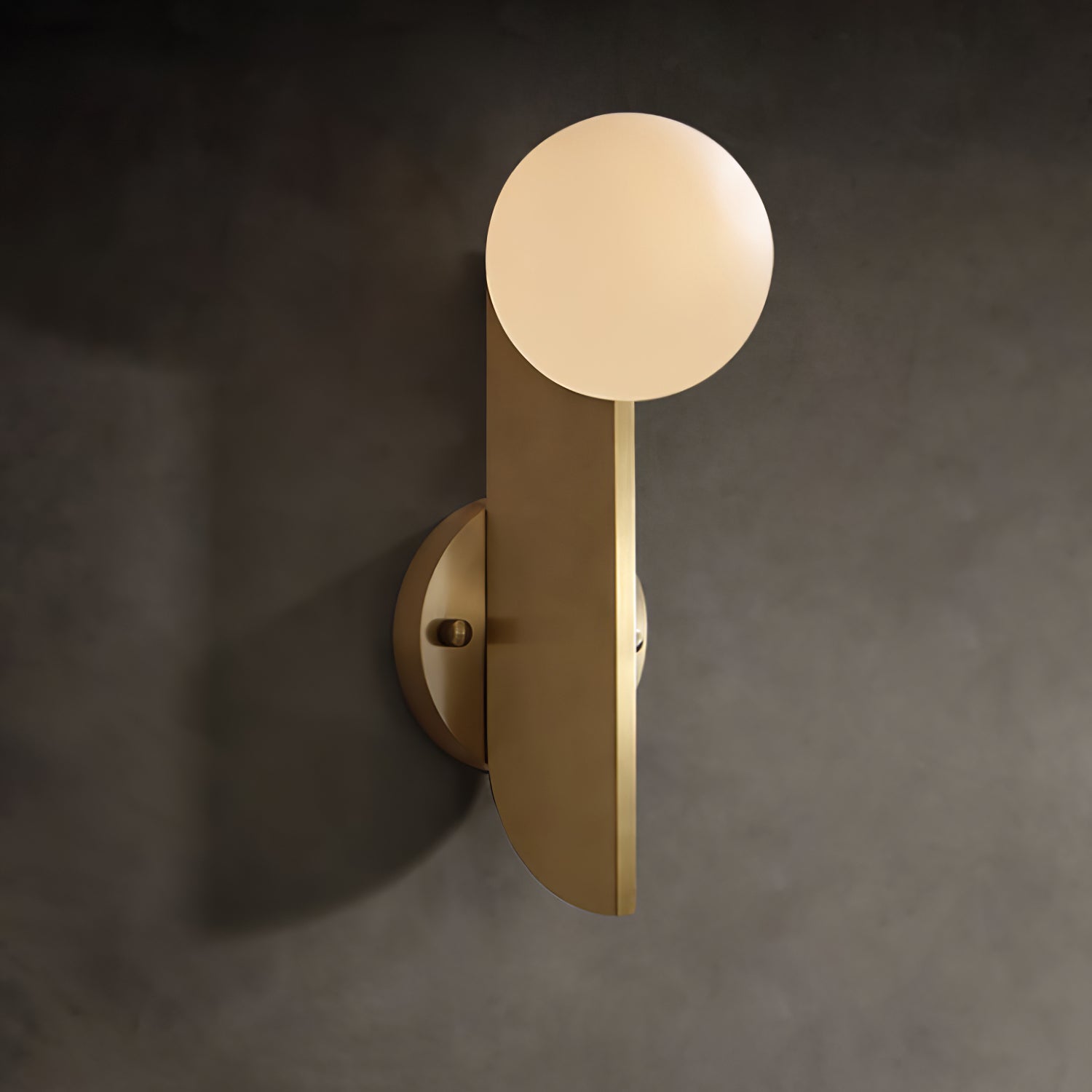 Modern Bower Sculptural Wall Sconce Brass with Polished White Glass Globe LED Vanity Light