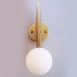 Modern Bower Sculptural Wall Sconce Brass with Polished White Glass Globe LED Vanity Light