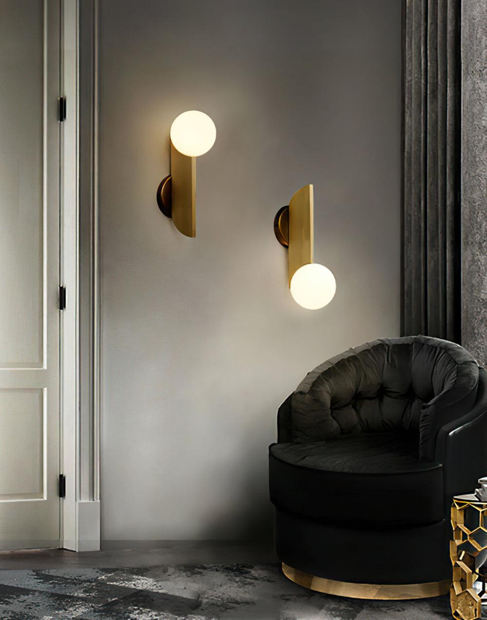 Modern Bower Sculptural Wall Sconce Brass with Polished White Glass Globe LED Vanity Light